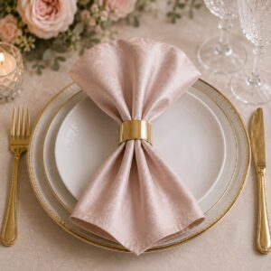 Jacquard Servietten Puderrosa mieten | Stoffservietten Hochzeit Rosa