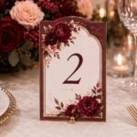 Tischnummern Bordeauxrot Hochzeit mieten | Set 1–10 Marsala Deko