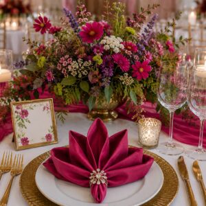 Baumwoll Servietten Fuchsia mieten | Edles Set für Hochzeitsdeko & Table-Setting