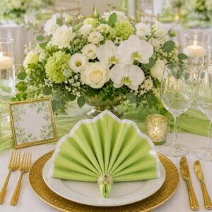 Satin Servietten Hellgrün mieten | Elegante Tischdeko für Hochzeiten