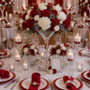 Satin Servietten Rot mieten | Elegante Hochzeitsdekoration & Tischdeko